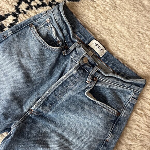 Agolde Riley High Rise Straight Crop Jeans - Picture 1 of 4